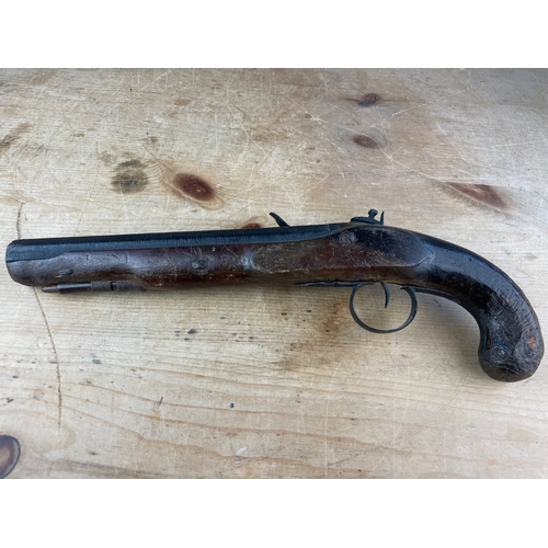 237 - Antique Flint Lock Pistol Found In The River. Some Home Restoration.