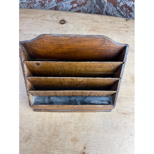 239 - Vintage Wooden Letter Holder / Desk Tidy