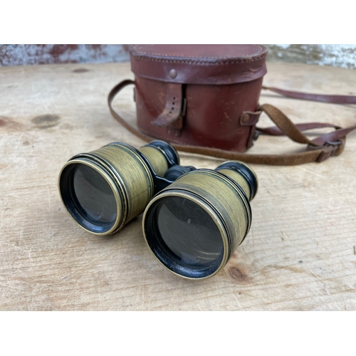 233 - Antique Brass Binoculars