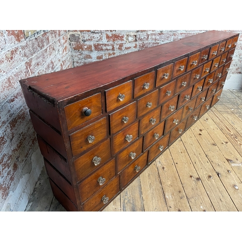 313 - 19th Century Bank Of 45 Apothecary Drawers. Original Glass Handles On All But One Of These Decorativ... 