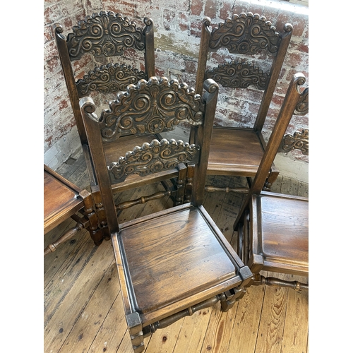 508 - 6 Carved Oak Jacobean Dining Chairs