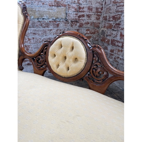 506 - Victorian Carved Mahogany Cameo Back Sofa / Double Ended Chaise Lounge