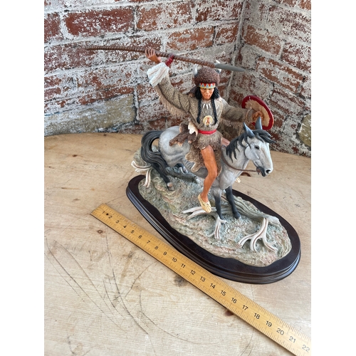 228 - Limited Edition Richard Sefton American Indian On Horseback Figure. Large 19 Long, 16.5 Tall. 84/500