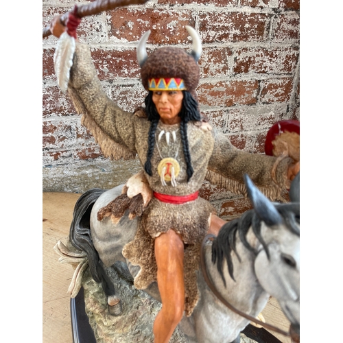 228 - Limited Edition Richard Sefton American Indian On Horseback Figure. Large 19 Long, 16.5 Tall. 84/500