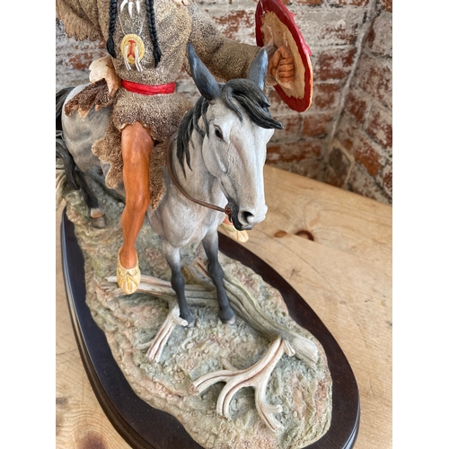 228 - Limited Edition Richard Sefton American Indian On Horseback Figure. Large 19 Long, 16.5 Tall. 84/500