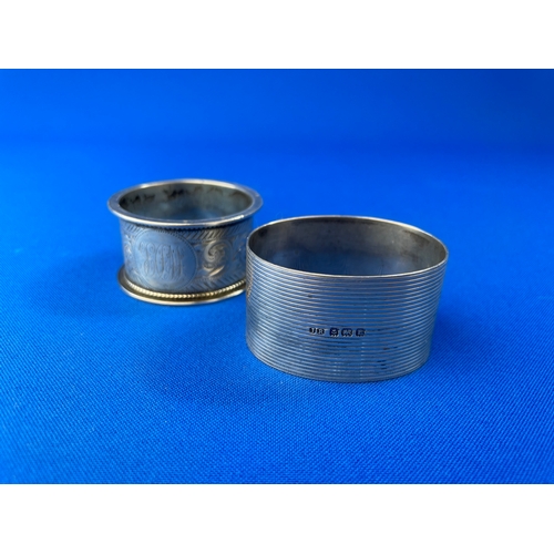 10 - Two Sterling Silver Napkin Rings. Hallmarked. 46.5g