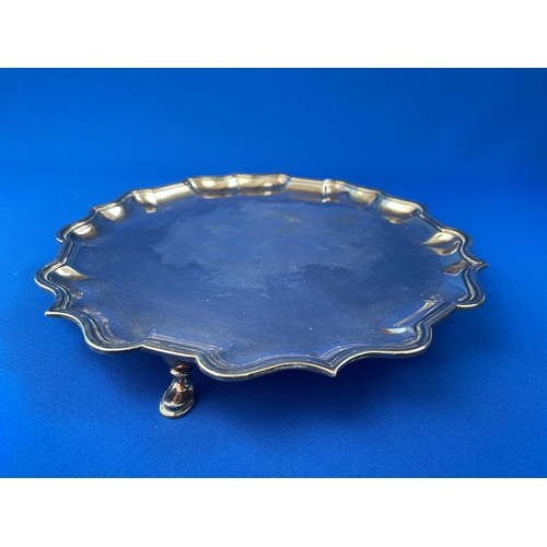 11 - Skinner & Co London Sterling Silver Footed Tray. 590g. London 1909. 26cm Diameter