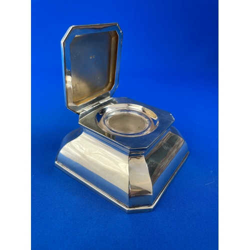 12 - Henry Mathews Birmingham 1924 Sterling Silver Inkwell. 300g Without Glass Insert