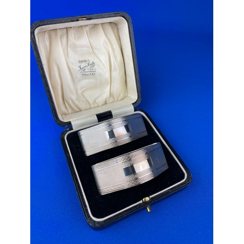 23 - Boxed Sterling Silver Napkin Rings. Birmingham 1927 57.4g