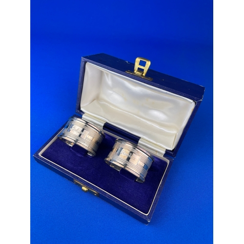 24 - Boxed Sterling Silver Napkin Rings 31.4g. Birmingham 1954.