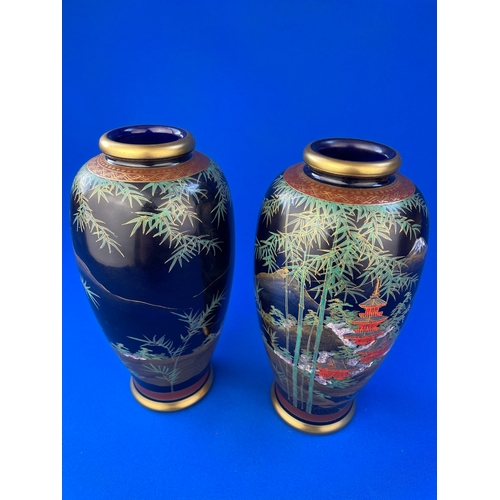 38 - Fine Pair Of Kobe Satsuma Vases. 23cm Tall.