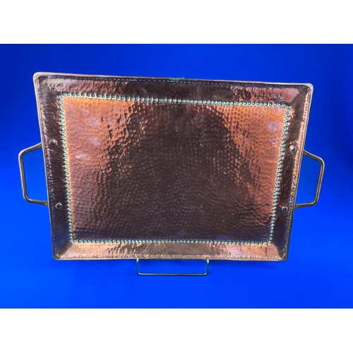 218 - Heavy Arts & Crafts Hammered Copper Tray.