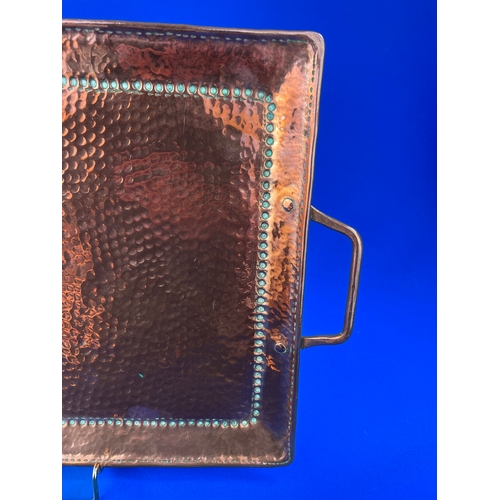 218 - Heavy Arts & Crafts Hammered Copper Tray.