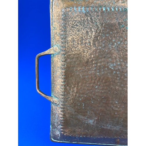 218 - Heavy Arts & Crafts Hammered Copper Tray.