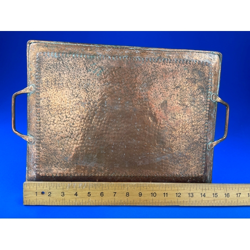 218 - Heavy Arts & Crafts Hammered Copper Tray.