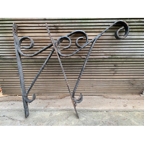 458 - Two Large 33cm Wrought Iron Hanging Basket Brackets