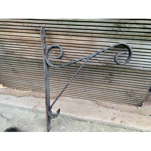 458 - Two Large 33cm Wrought Iron Hanging Basket Brackets