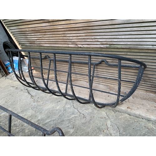 450 - Pair of 75cm Wall Mounted Wrought Iron Manger Style Planters