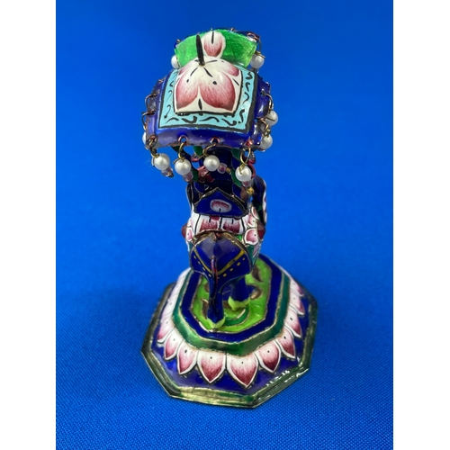 221 - Meenakari Elephant In Silver & Enamel