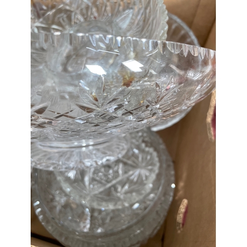 480 - Boxed Lot Of Quality Cut Crystal Glass Items, Bowls, Large Footed Dish etc.