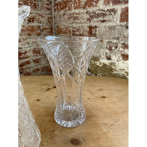 236 - Three Nice Glass Vases Inc Hand Cut Crystal