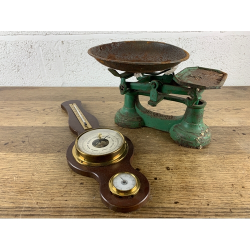 239 - Vintage Weighing Scales and Barometer