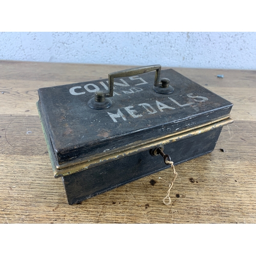 230 - Vintage Locking Steel Box with Key