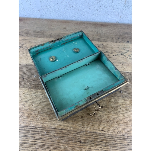 230 - Vintage Locking Steel Box with Key