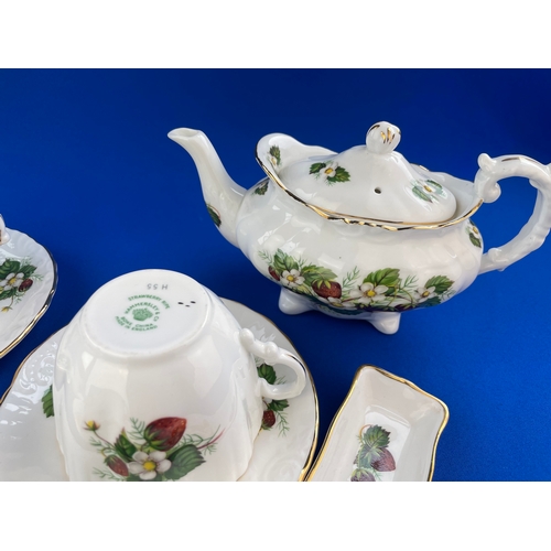 303 - Group Of Hammersley Strawberry Ripe Tea Pot, Cups & Saucers