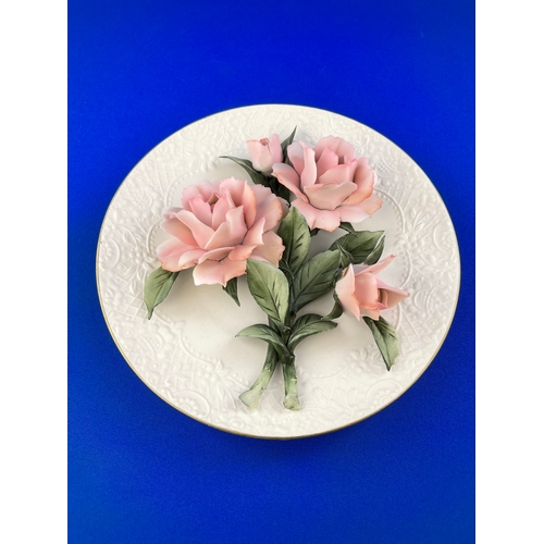 305 - Capodimonte Roses Wall Plate No Damage