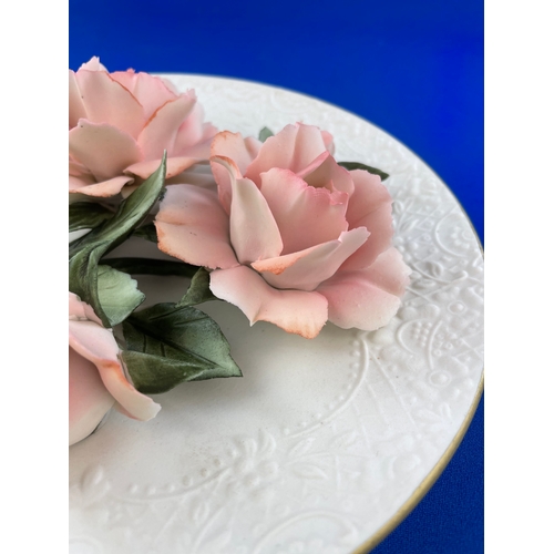 305 - Capodimonte Roses Wall Plate No Damage