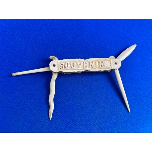 241 - Trench Art Prisoner Of War Hand Crafted Bone Multi Tool.