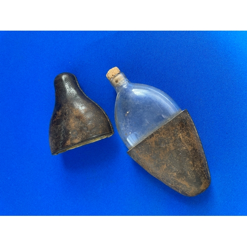 250 - Early Leather Bound Hip Flask