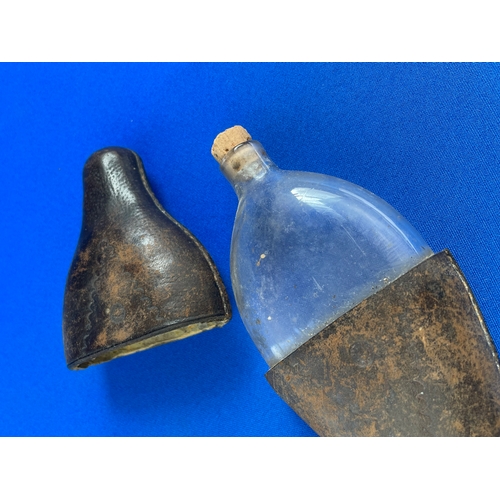 250 - Early Leather Bound Hip Flask