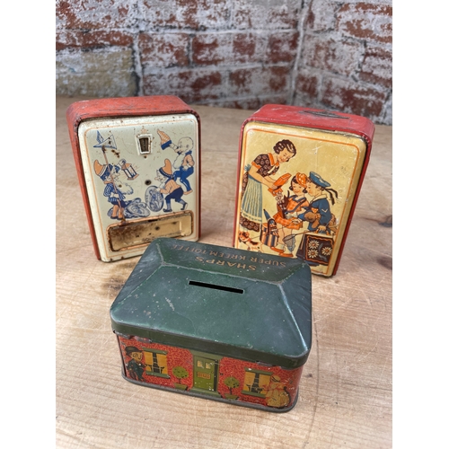 188 - Three Tin Plate Money Boxes