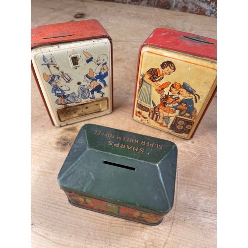 188 - Three Tin Plate Money Boxes