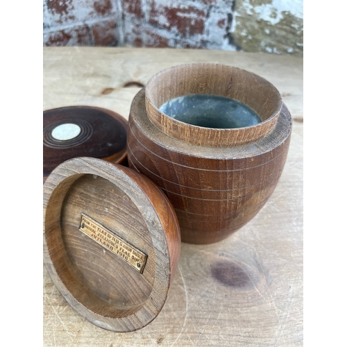 210 - Quartet Of Quality Treen Items Inc. Tobacco Box Made From The Teak Of H.M.S. Iron Duke, Admiral Jell... 