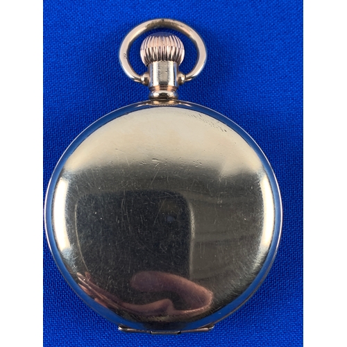 65 - 10k Gold Plated Waltham Traveler Pocket Watch Model 1908. Moon Denison Double Hunter Case. Movement ... 