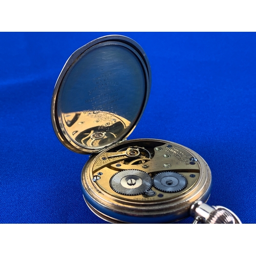 65 - 10k Gold Plated Waltham Traveler Pocket Watch Model 1908. Moon Denison Double Hunter Case. Movement ... 