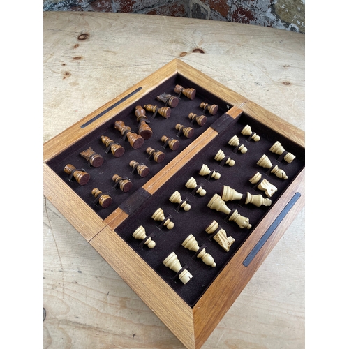 335 - Wooden Chess Board & Pieces