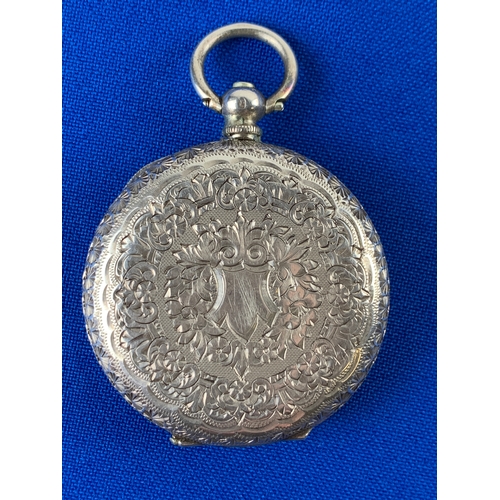 66 - Milleret Geneve 935 Silver Ladies Pocket Watch with Key