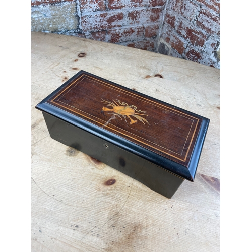 161 - Music Box With Marquetry Lid. Working Order Teeth A/F