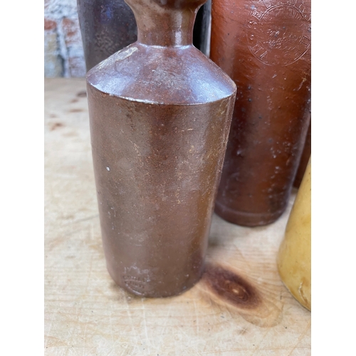 145 - Group Of Stoneware Beer Bottles & Ink Bottles