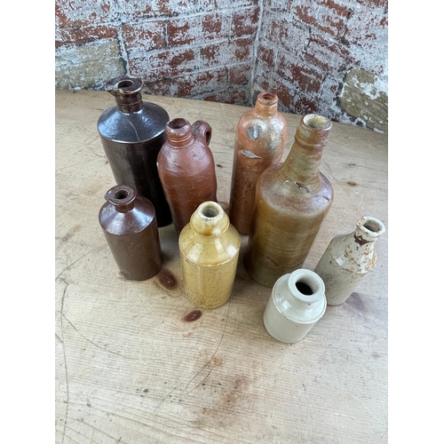 145 - Group Of Stoneware Beer Bottles & Ink Bottles