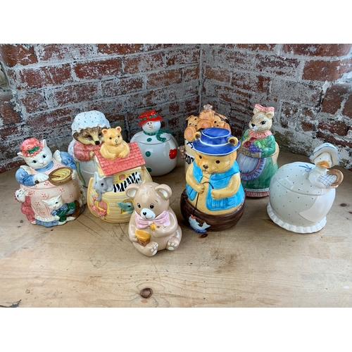 298 - Collection of Novelty Biscuit Barrels inc. Enesco Beatrix Potter and Rayware