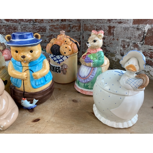 298 - Collection of Novelty Biscuit Barrels inc. Enesco Beatrix Potter and Rayware