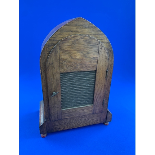 492 - Inlaid Marquetry Mantle Clock With Key