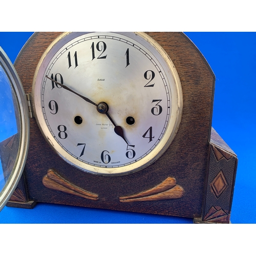 493 - James Walker Ltd. Striking Mantle Clock with Key