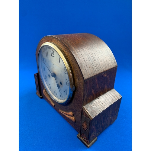 493 - James Walker Ltd. Striking Mantle Clock with Key