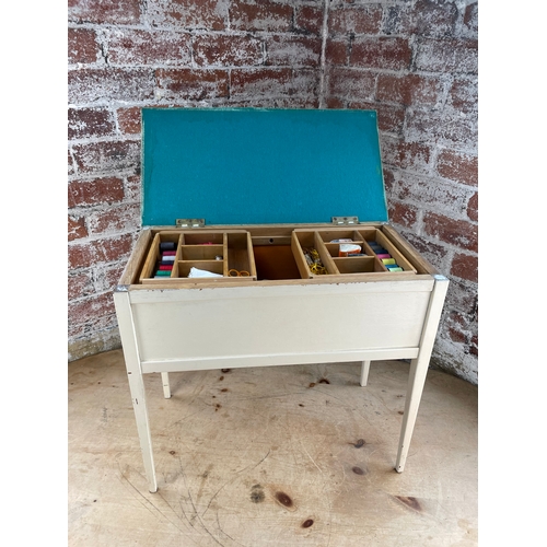 523 - Vintage Sewing Table With Contents